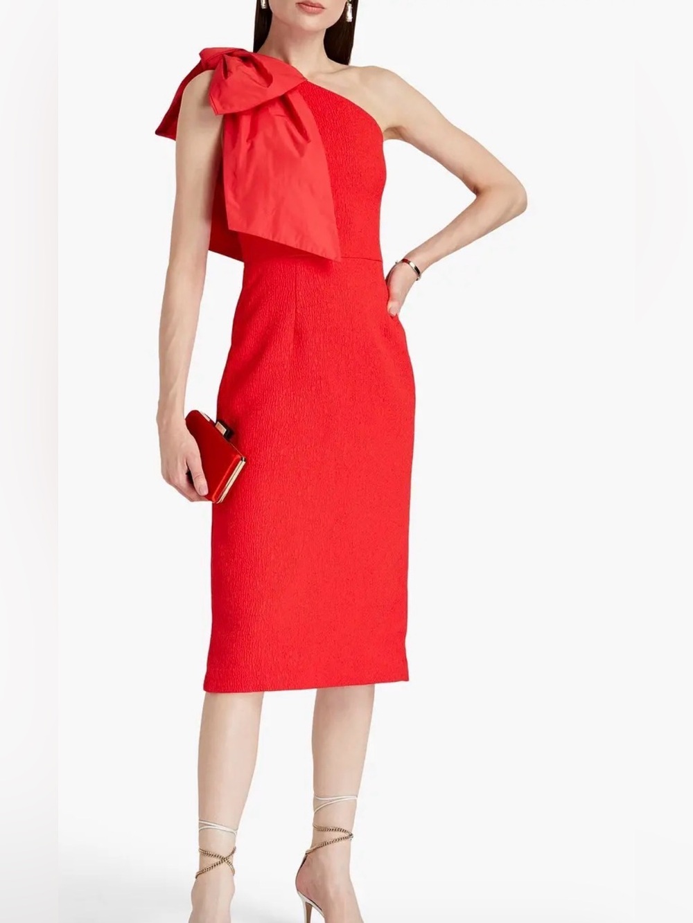 Rebecca Valance Calla One-shoulder Midi dress
